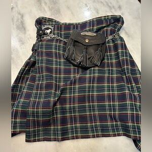 Mad Dogs British Pub Kilt Navy Watch Plaid Scottish Kilt M and Belt Sporran